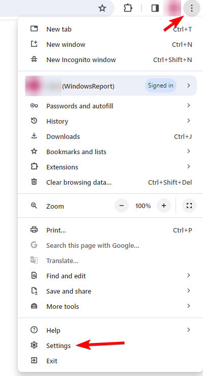 Настройки Chrome: меню настроек браузера