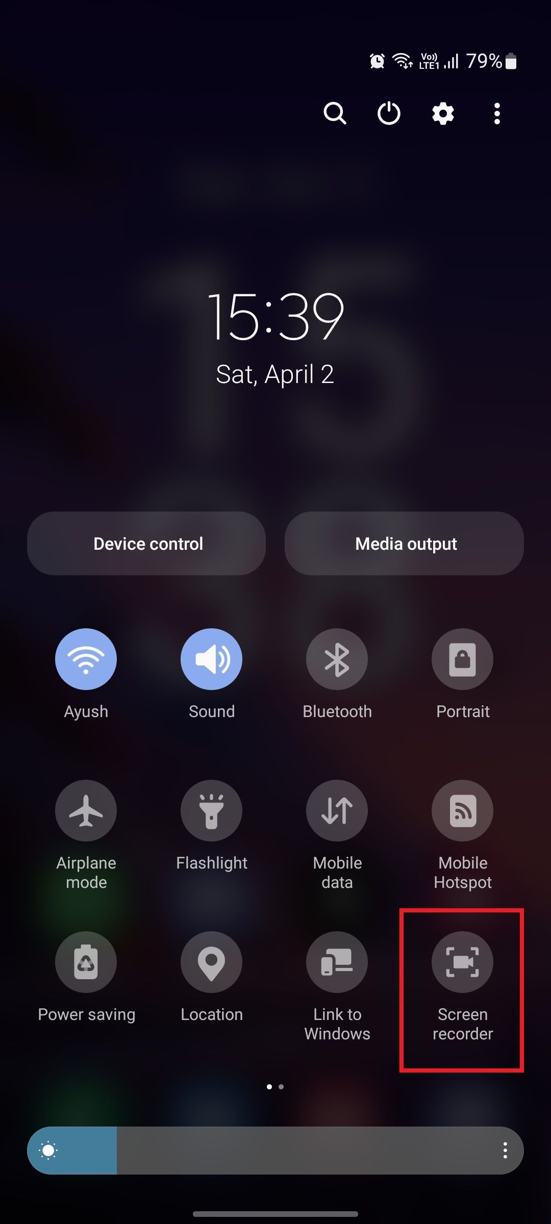 Интерфейс приложения записи экрана от Samsung