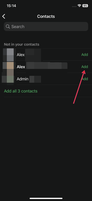 Adding imported contacts from Android to iPhone. 
