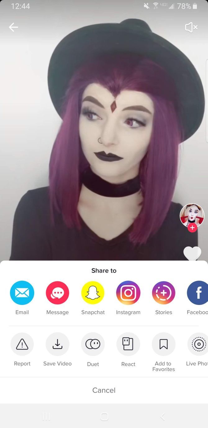 Опции дуэта в TikTok