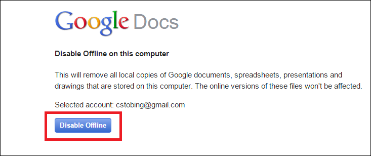 Подтверждение отключения Offline syncing