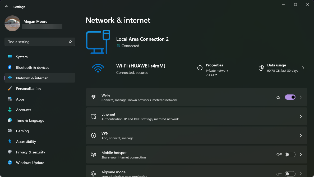 Check network connection.