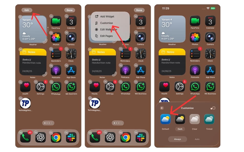 смена прозрачных иконок на обычные в iOS 26