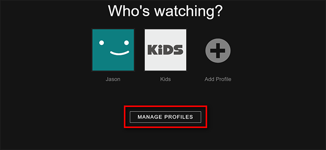 Меню профилей Netflix с несколькими аккаунтами