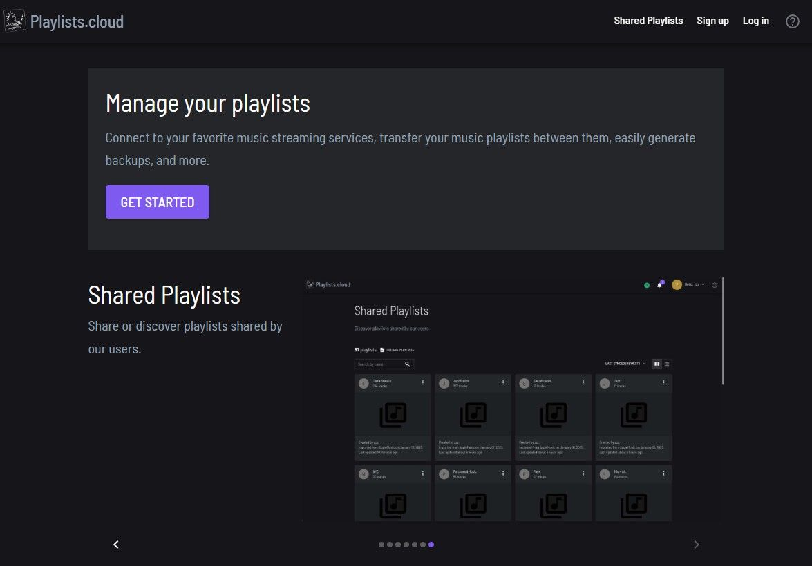 Главная страница Playlists.cloud