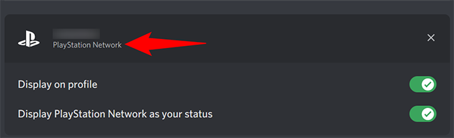 Аккаунт PlayStation Network в Discord на компьютере.