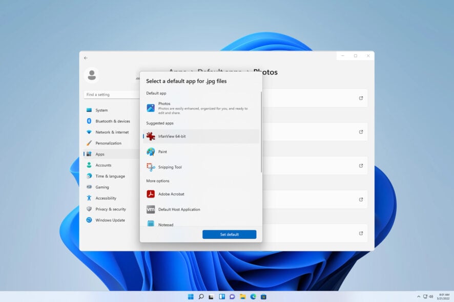 IrfanView по умолчанию в Windows 11