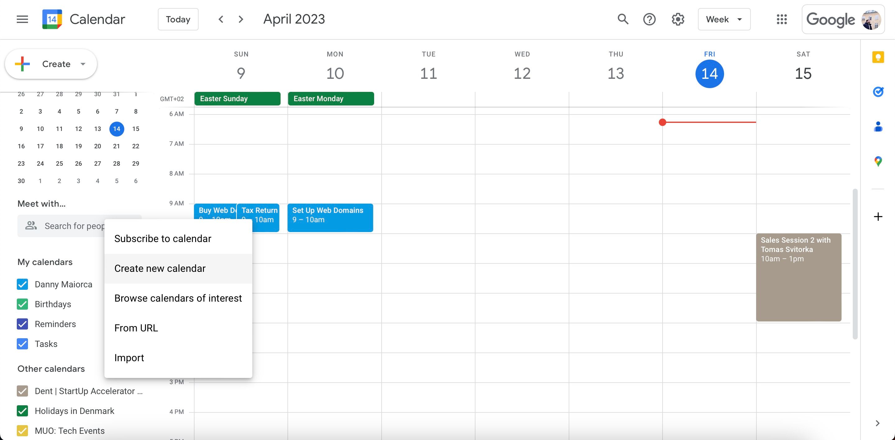 Интерфейс создания нового календаря в Google Calendar