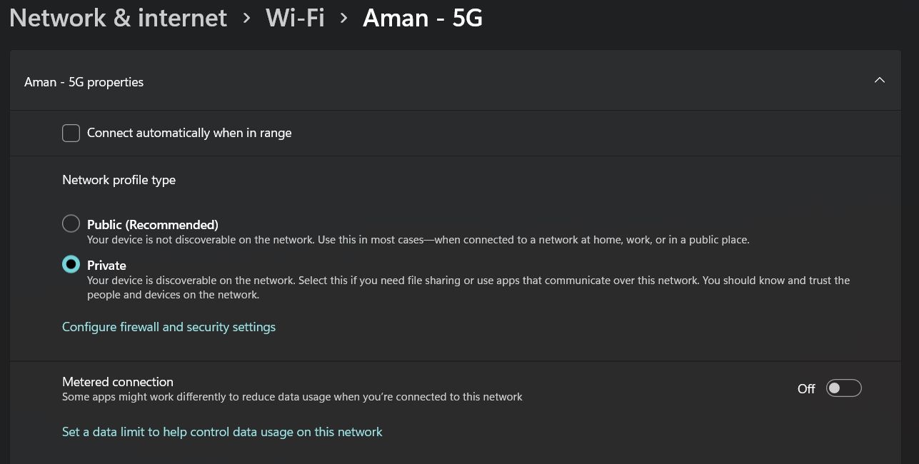 Экран настроек платного (metered) подключения в Windows 11