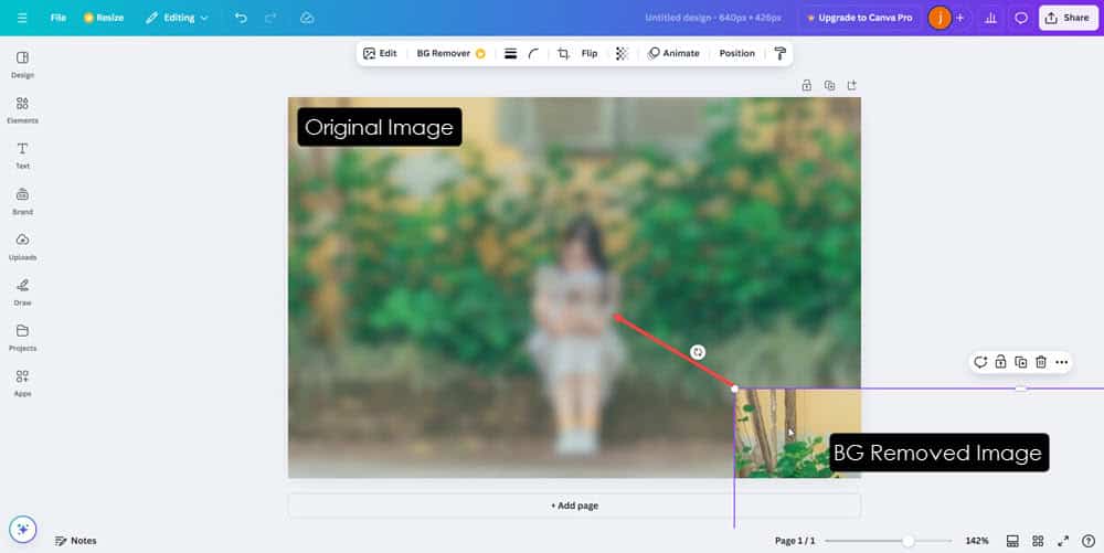 Размещение вырезанной фигуры на размытом фоне