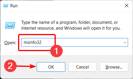 Открытие окна «Сведения о системе» через «Выполнить»