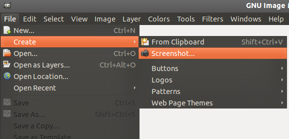 Вставка скриншота в GIMP