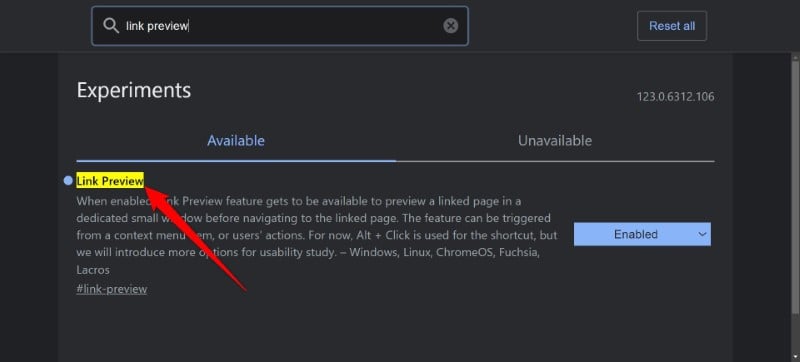 Флаг Предпросмотр ссылок в Chrome
