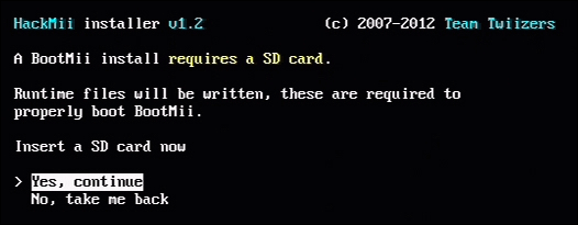Запись файлов BootMii на SD-карту перед установкой