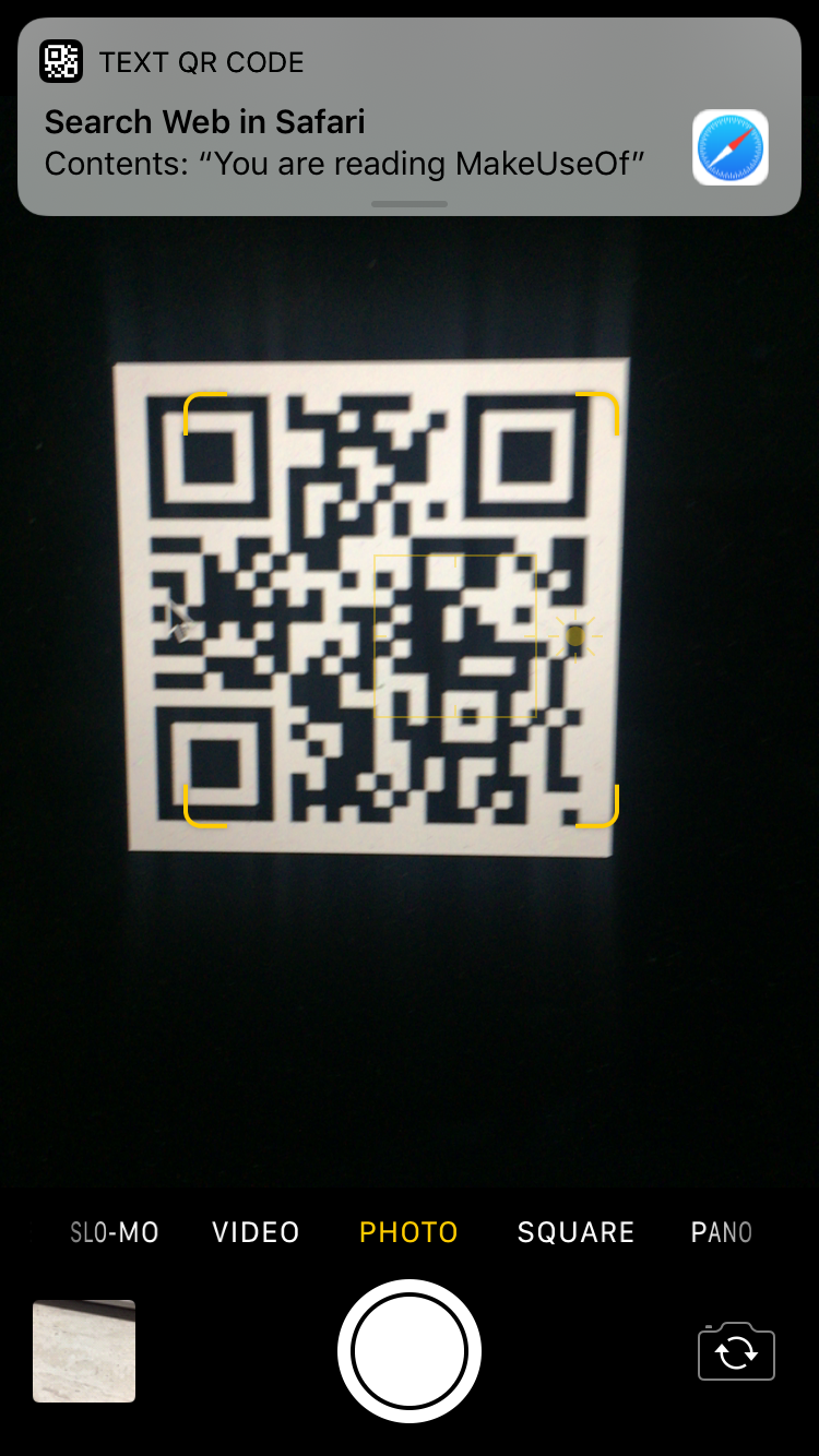 Сканирование QR‑кода на iPhone — результат