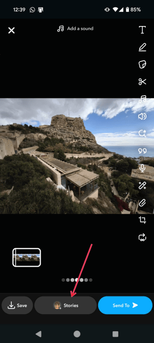 Добавление snap в Stories после Remix