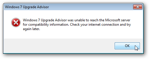 Ошибка при отсутствии интернета