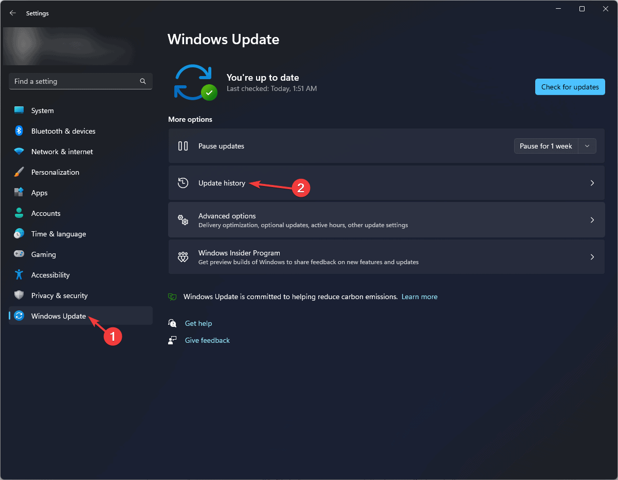Журнал обновлений Windows