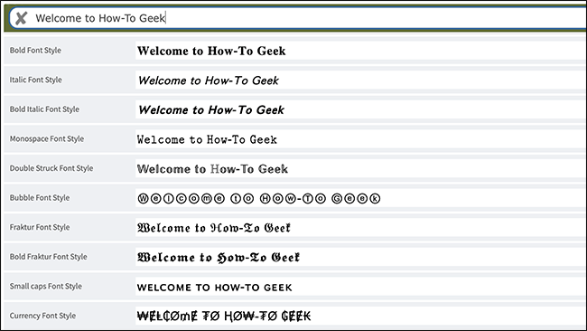 Превью разных вариантов шрифтов