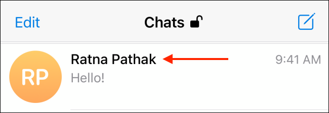 Выбор переписки в Telegram на iPhone
