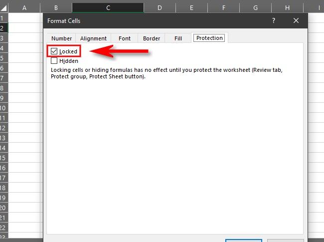 Отметьте поле Заблокирована и нажмите OK, чтобы подтвердить.