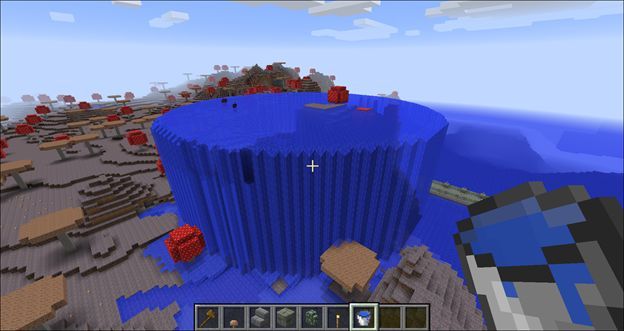 Последствия выполнения //fixwater на водопаде — вода вытекает как стол