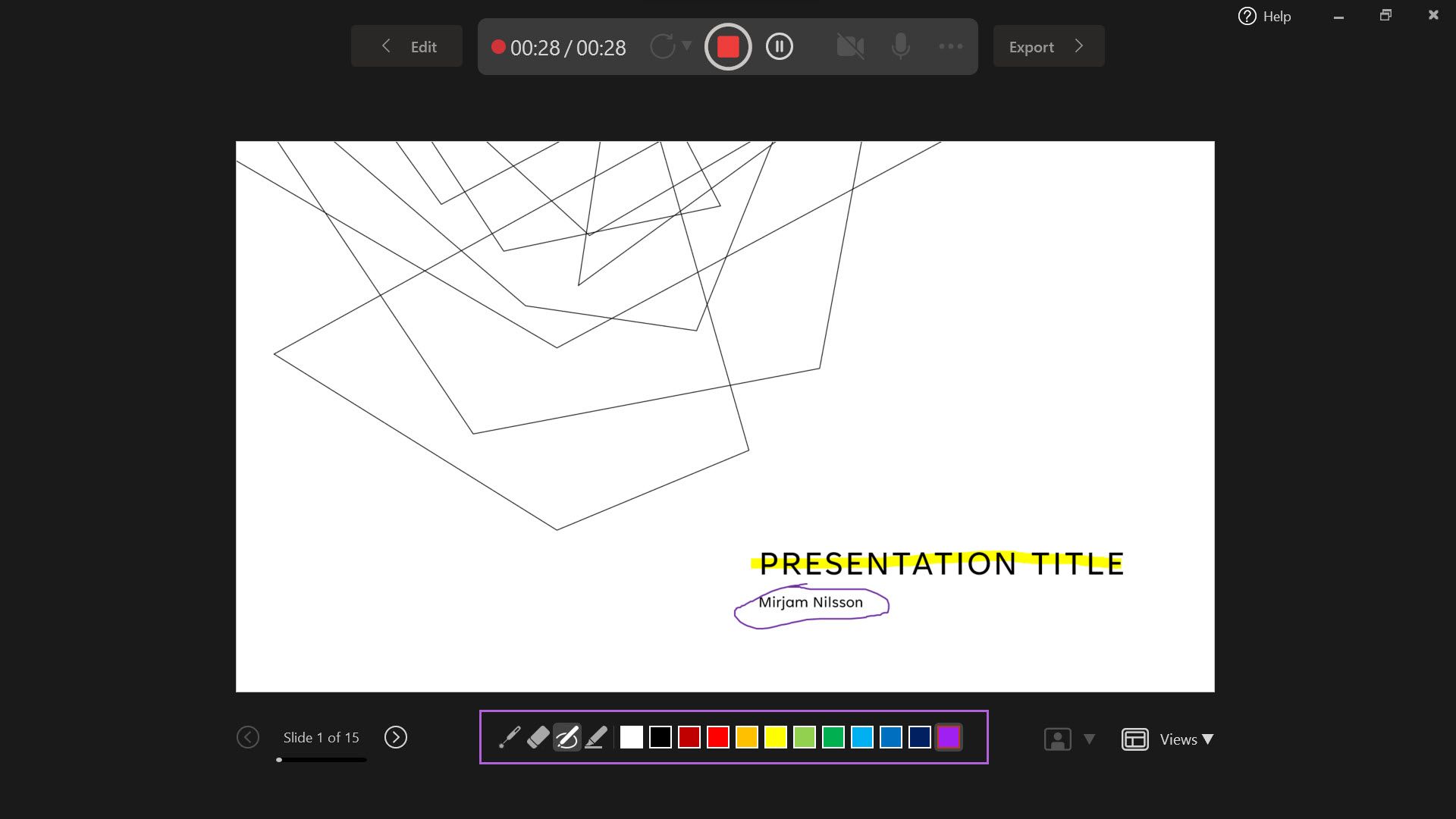 Инструменты аннотаций: лазер, перо, маркер, ластик