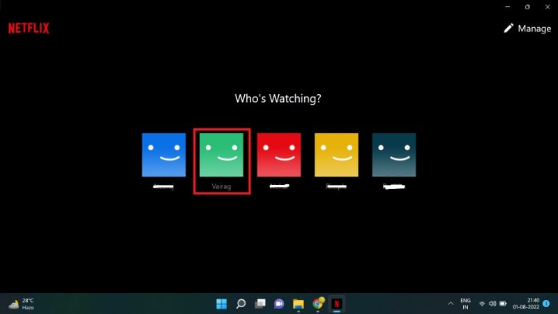 Windows 앱에서 로그인 후 프로필 선택 화면