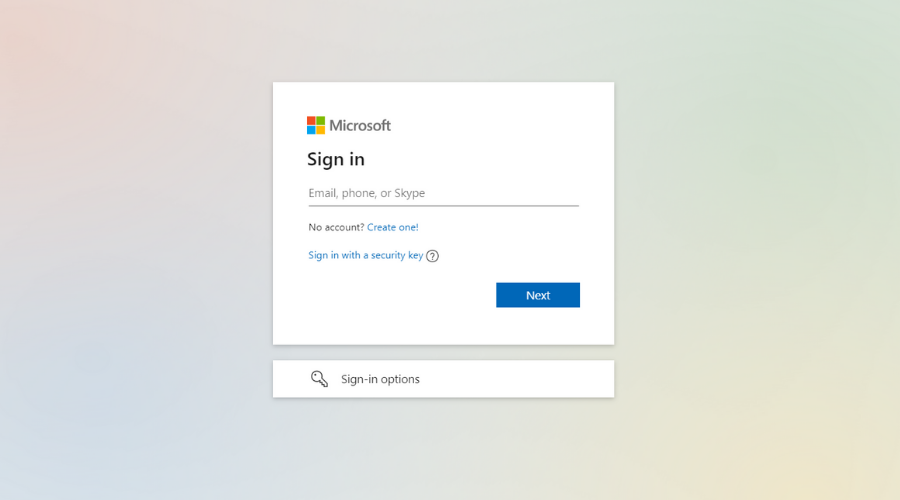 Вход в аккаунт Microsoft
