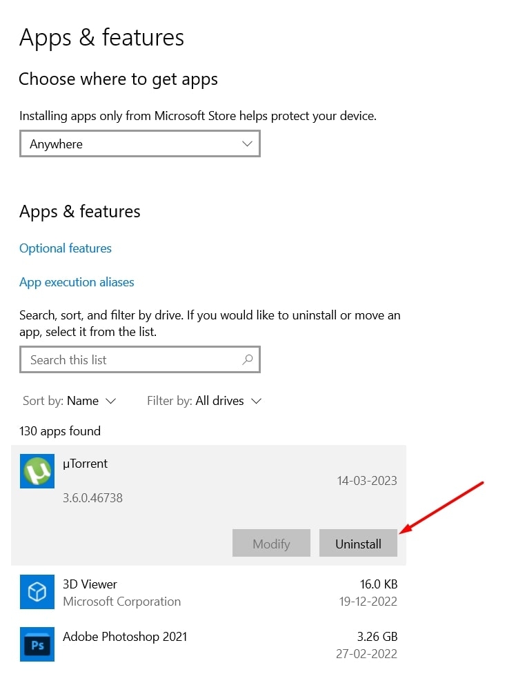 Windows Uninstall Recent Apps - Error 0xc0000001 on Windows 10