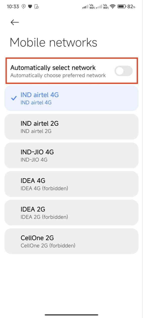 manually select mobile network