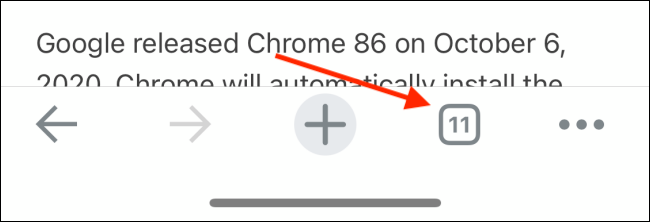 Нажмите кнопку Вкладки в Chrome на iPhone или iPad