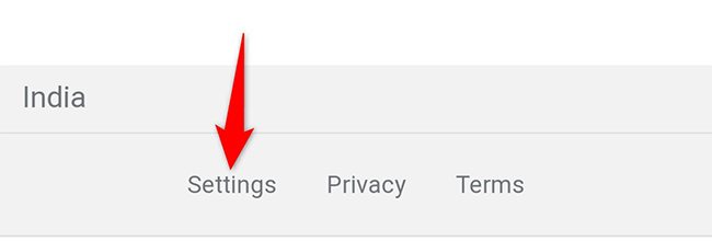 Нажмите «Настройки» на сайте Google.