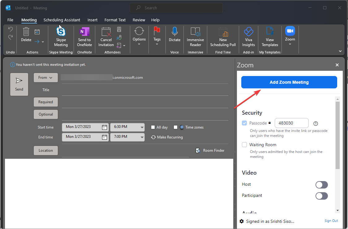 Add meeting zoom plugin for outlook
