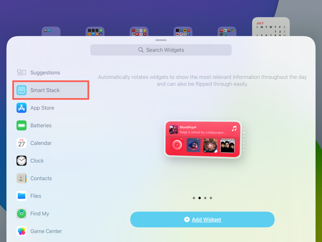 Умный стек в Галерее виджетов