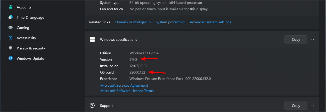 windows 11 version specifications
