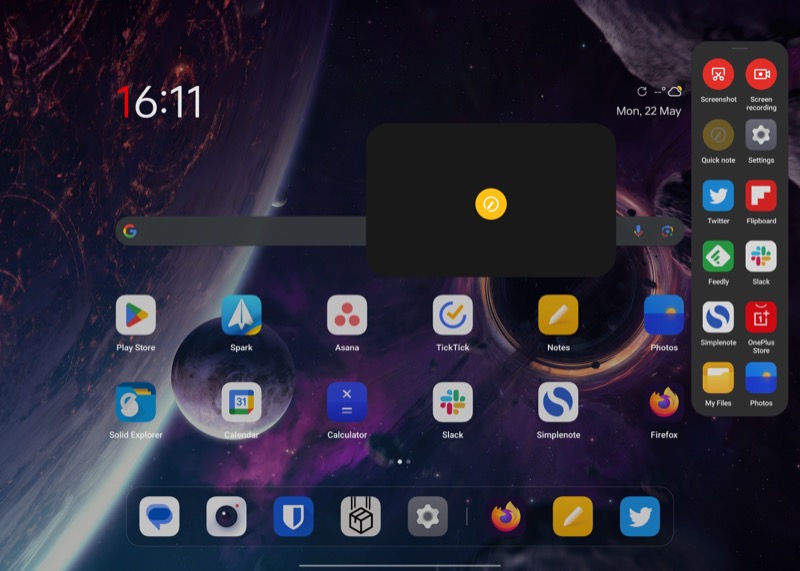 Smart Sidebarからフローティングウィンドウを起動する画面