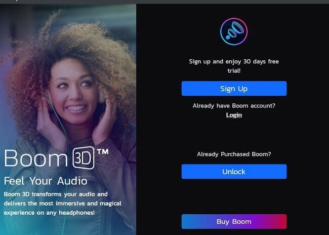 Установочный экран Boom 3D