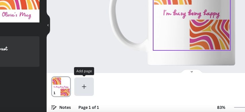 Кнопка Добавить страницу в Canva