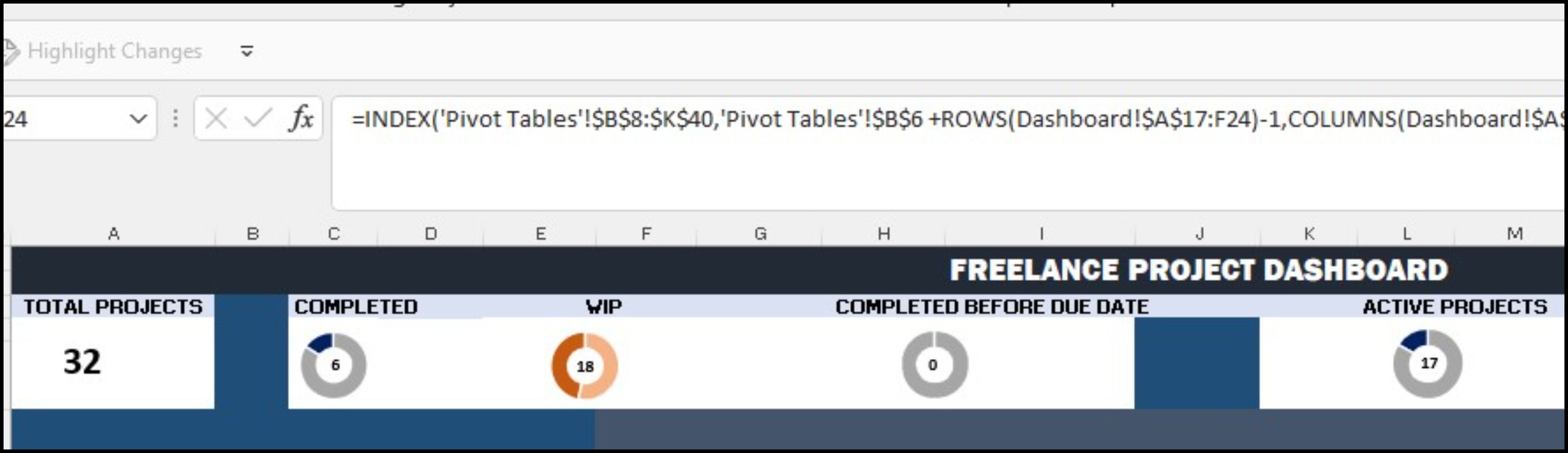 Создание дашборда проекта в Excel