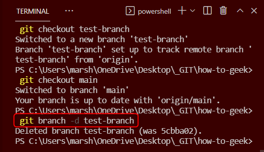 Команда для удаления локальной ветки