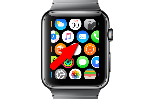 Открытие приложения «Почта» на Apple Watch