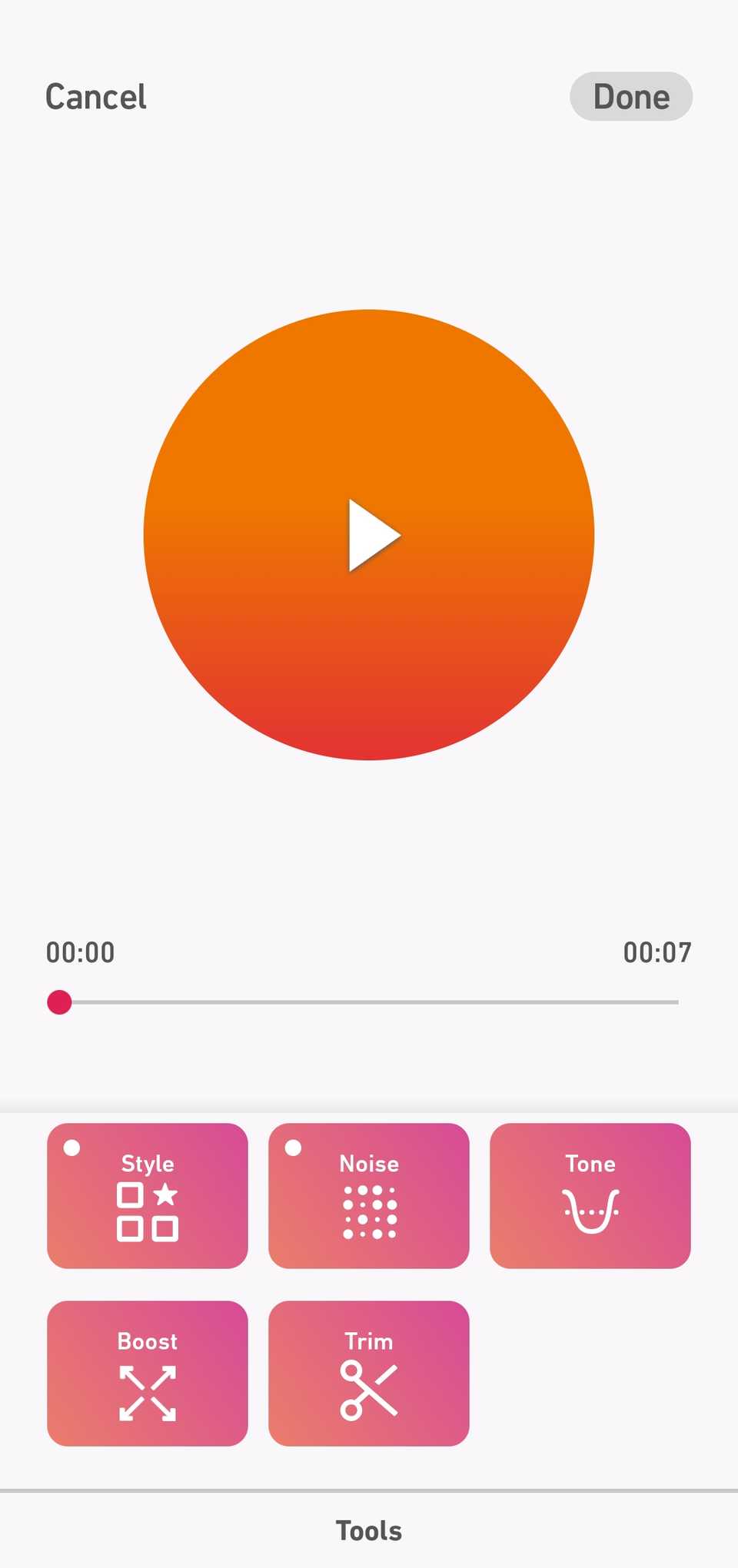 Dolby On voice recorder sound enhancement options