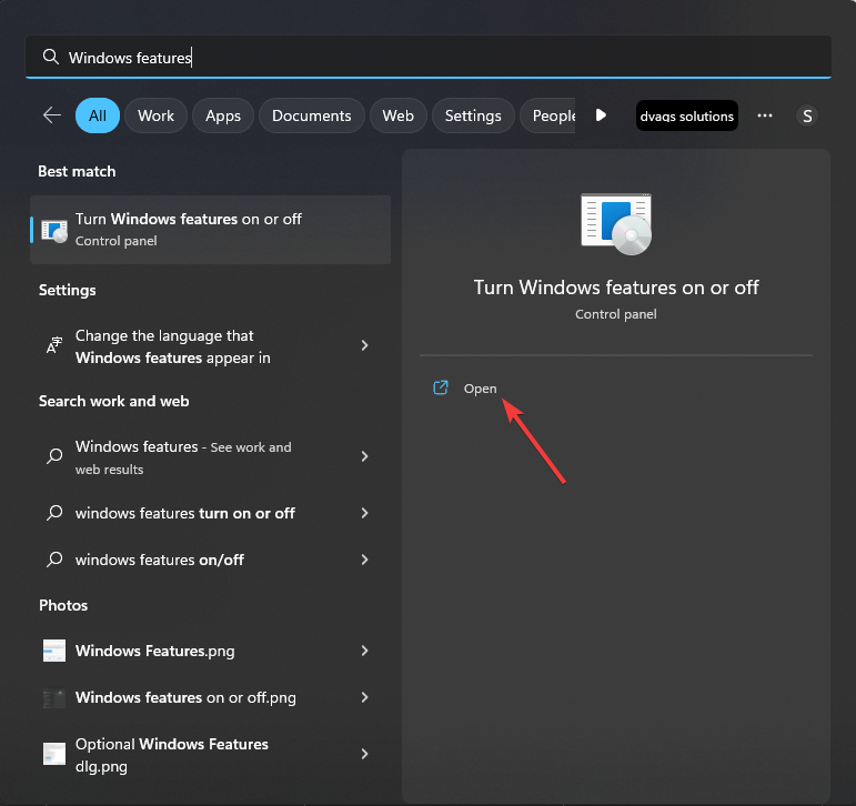Windows features - shell script for windows