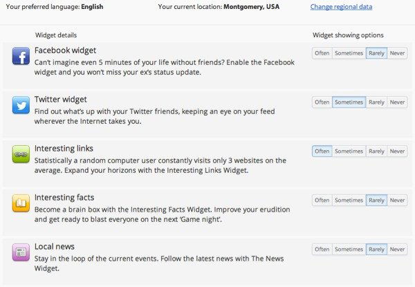 Мастер настройки Adlesse — настройка частоты показа каждого типа виджета.