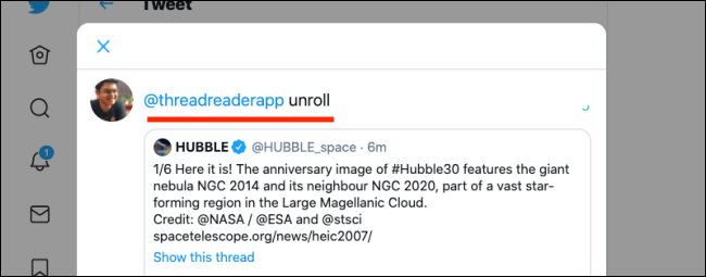 Ретвит с комментарием и добавлением Thread Reader App