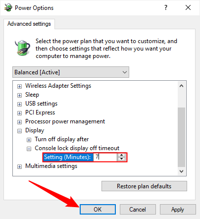 Установите желаемый таймаут и нажмите
