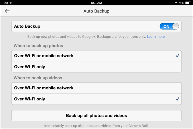 Автозагрузка Google Фото на iOS