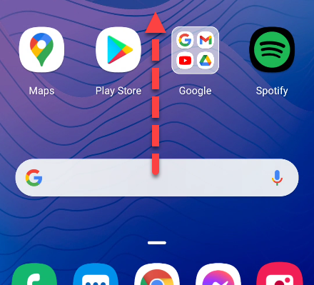 Смахните вверх на рабочем столе в Microsoft Launcher.