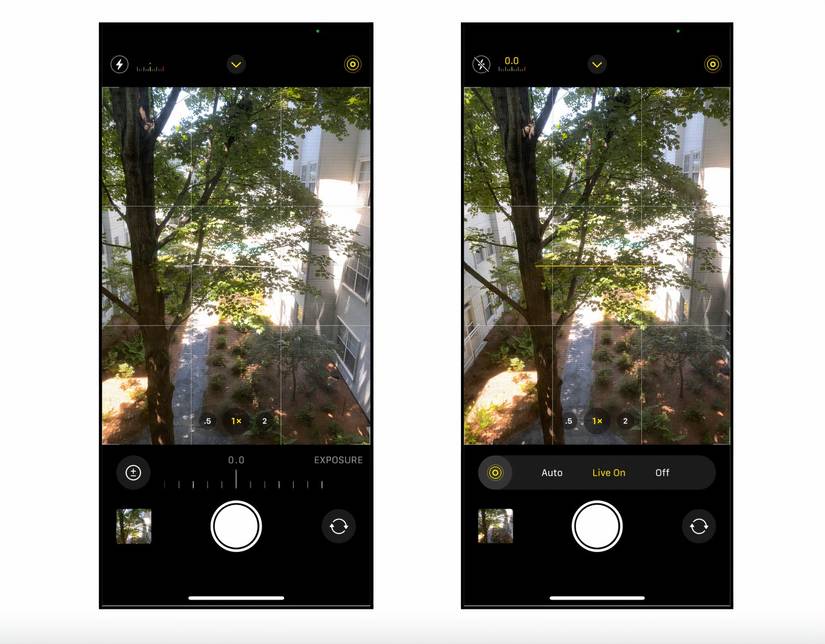 Регулировка экспозиции и съёмка Live Photo на iPhone